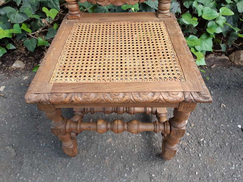 Set Of 4 Ornate Carved Bleached / Natural Wood Chairs