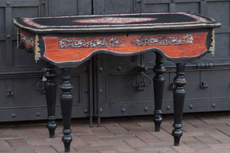 Ebonised Painted And Parcel Gilt Table