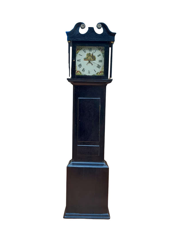 An Antique George III Oak Grandfather / Longcase Clock in an Contemporary Ebonised Finish
