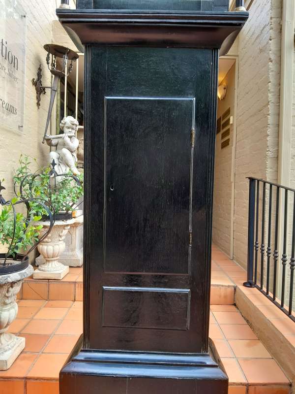 An Antique George III Oak Grandfather / Longcase Clock in an Contemporary Ebonised Finish