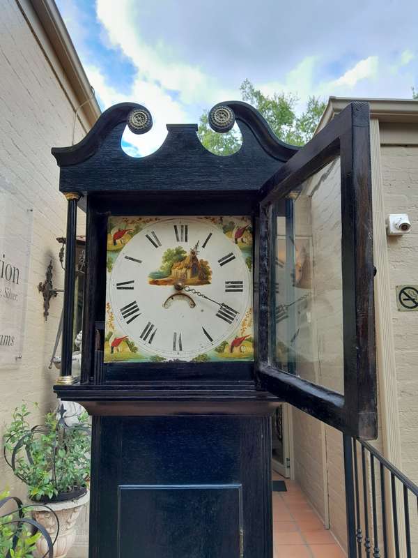 An Antique George III Oak Grandfather / Longcase Clock in an Contemporary Ebonised Finish