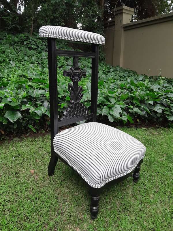 Antique Napoleon III 19th Century French Prayer Chair Upholstered