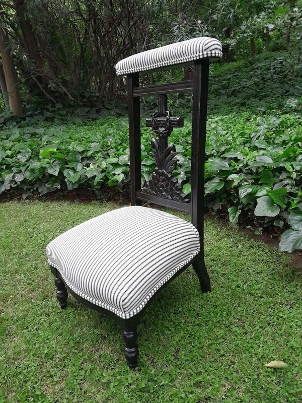 Antique Napoleon III 19th Century French Prayer Chair Upholstered
