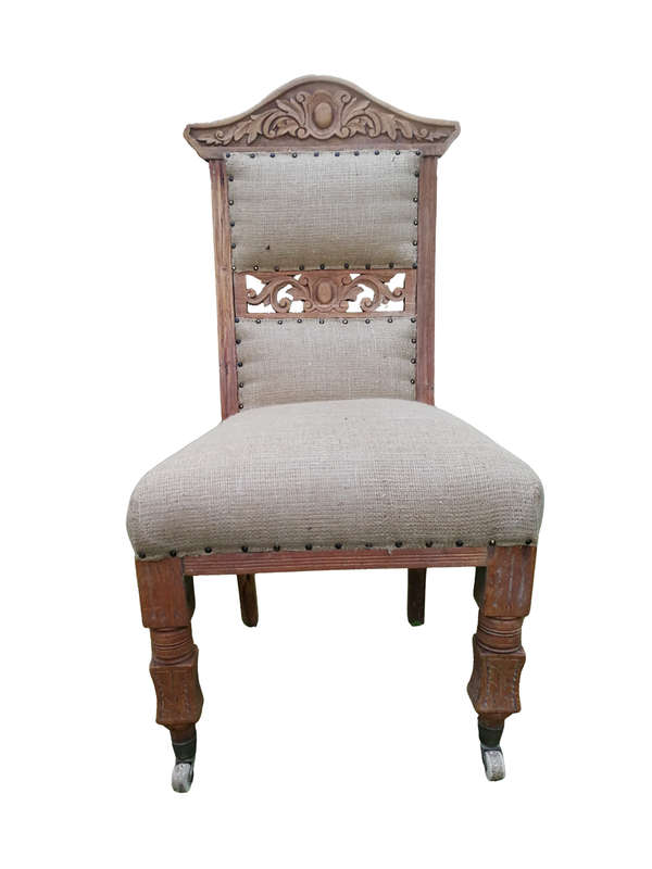 Victorian Chair Upholstered in Imported Linen