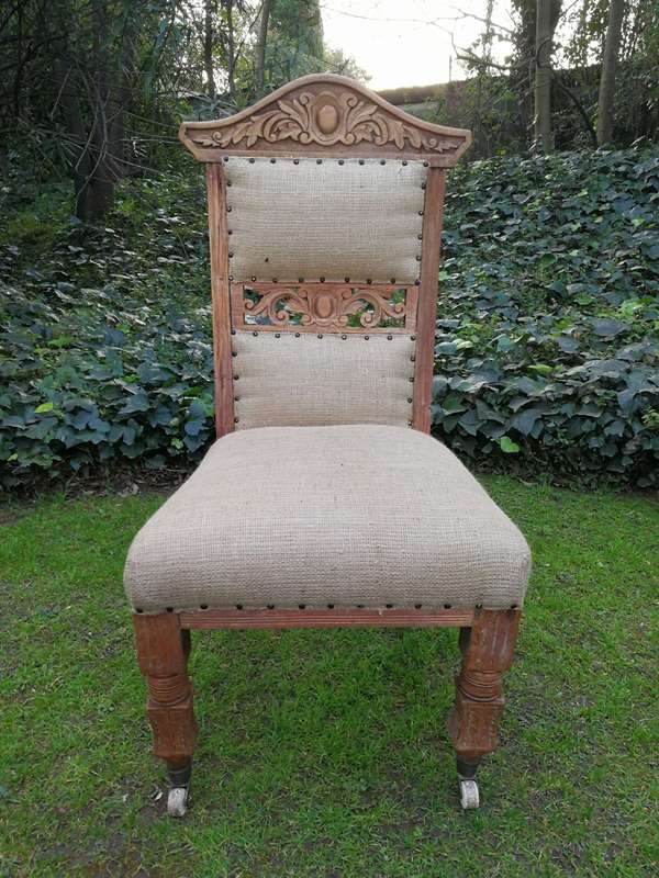 Victorian Chair Upholstered in Imported Linen