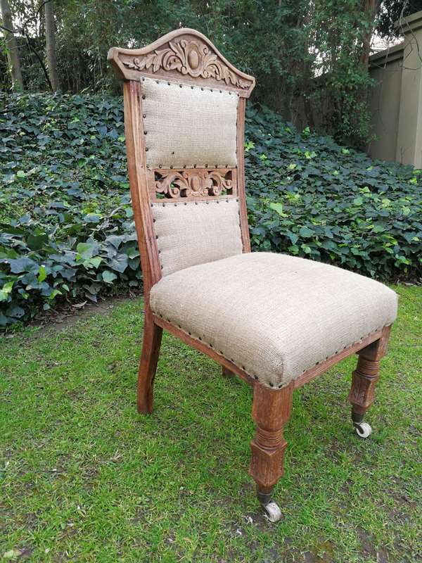 Victorian Chair Upholstered in Imported Linen