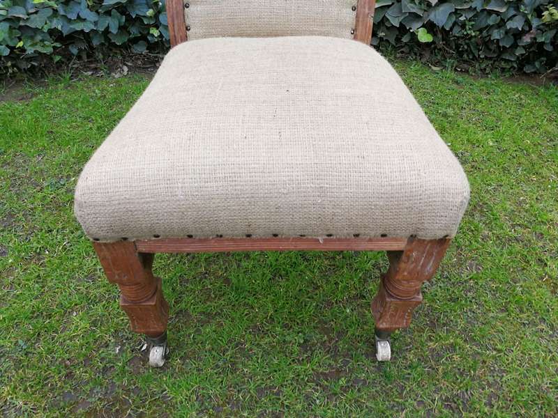 Victorian Chair Upholstered in Imported Linen
