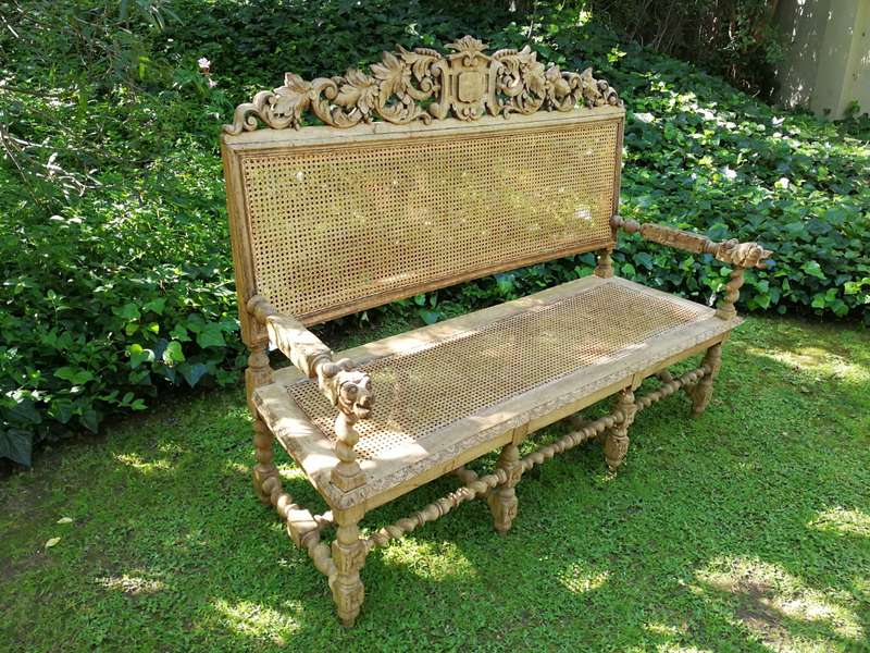 A Victorian Oak Wood Carved Set Comprising of a Settee and Two Armchairs  In a Contemporary Bleac...