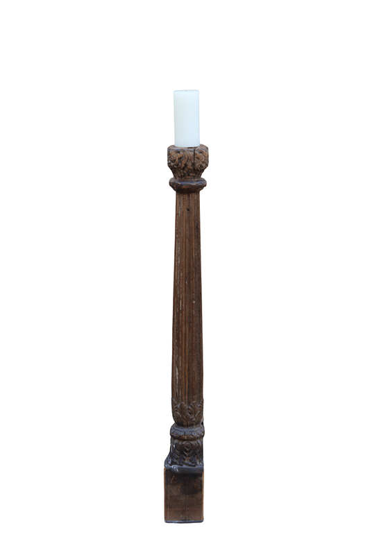 Late 18th / Early 19th Century Carved Oak Architectural Pillar Candle Stick