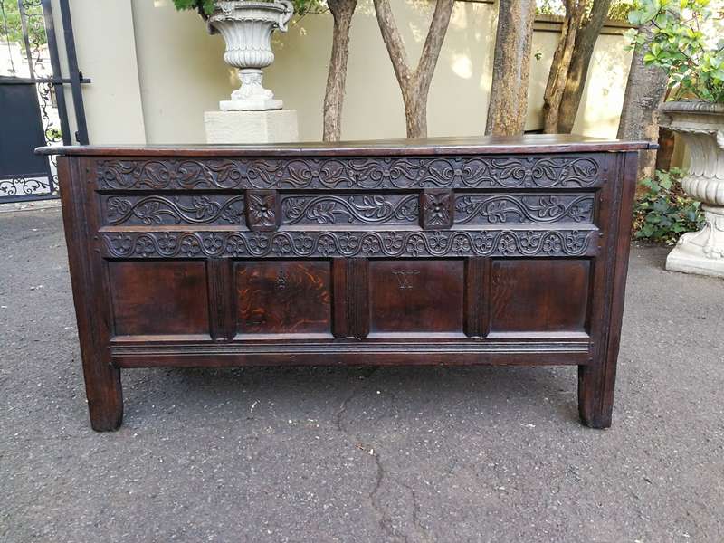 James I Carved Oak Kist