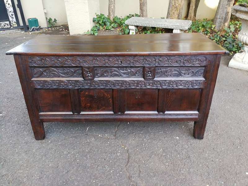 James I Carved Oak Kist