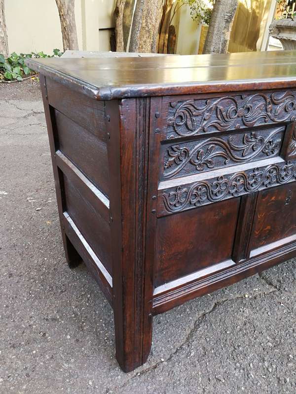 James I Carved Oak Kist