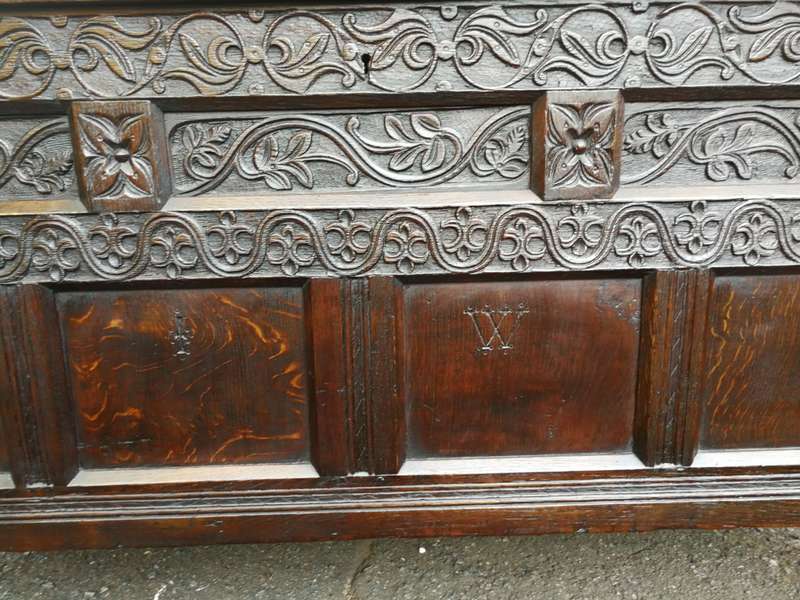 James I Carved Oak Kist