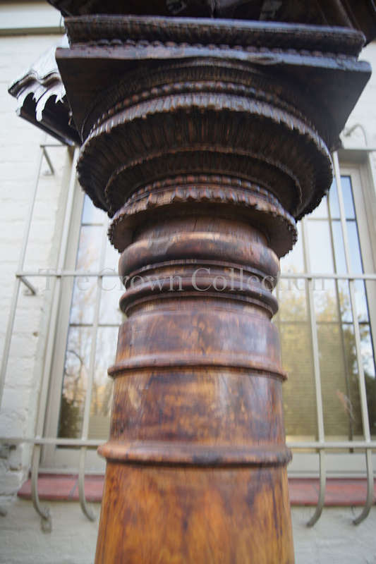 Pair Hardwood & Stone Columns 19th Century