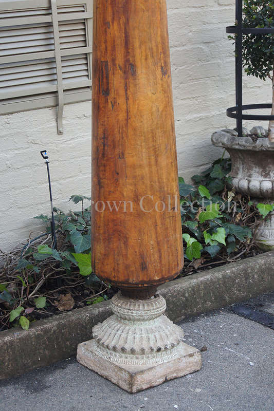 Pair Hardwood & Stone Columns 19th Century