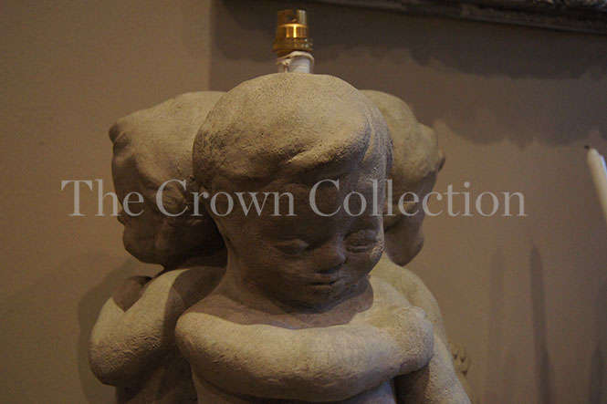 Concrete Cherub Lamp Base - electrified (excl shade)