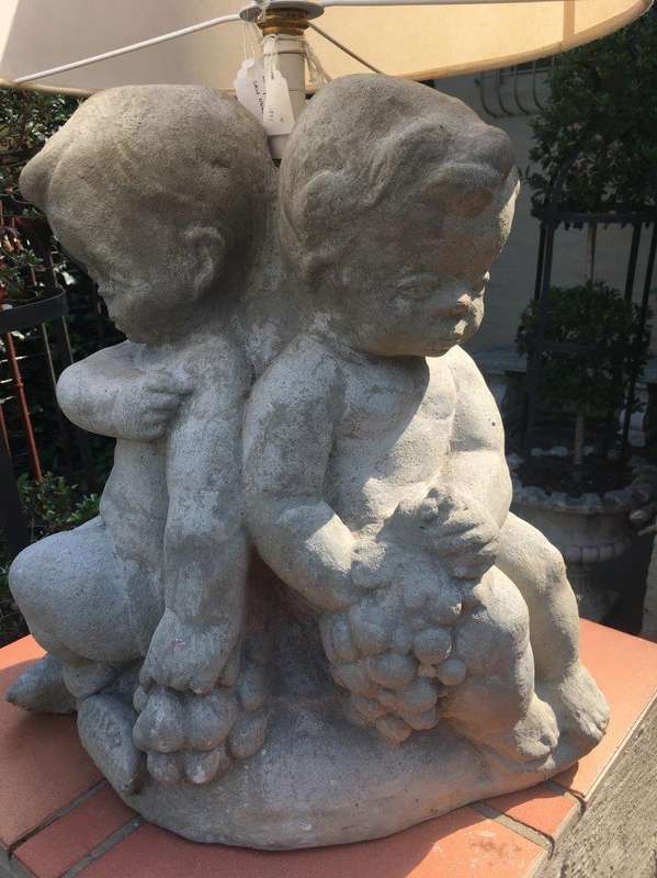 Concrete Cherub Lamp Base - electrified (excl shade)