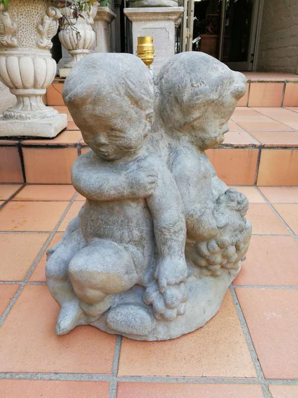 Concrete Cherub Lamp Base - electrified (excl shade)