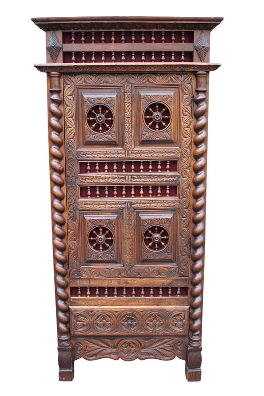 A French Cold Chiseled Carved Cabinet / Drinks Cabinet With Black Baize. Circa 1940's