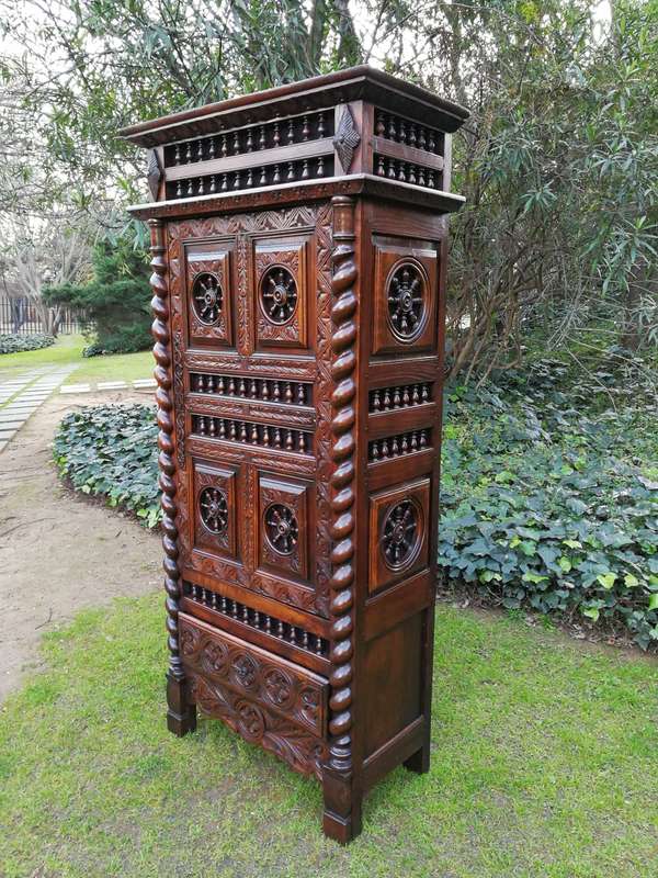 A French Cold Chiseled Carved Cabinet / Drinks Cabinet With Black Baize. Circa 1940's