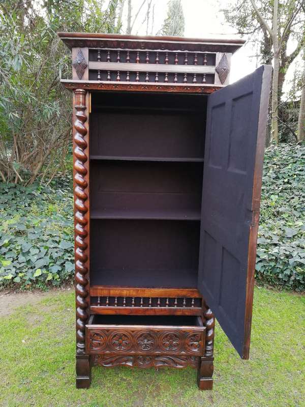 A French Cold Chiseled Carved Cabinet / Drinks Cabinet With Black Baize. Circa 1940's