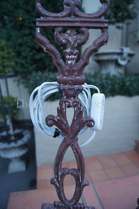 Pair Wrought Iron Victorian Brookie Lace Lamps