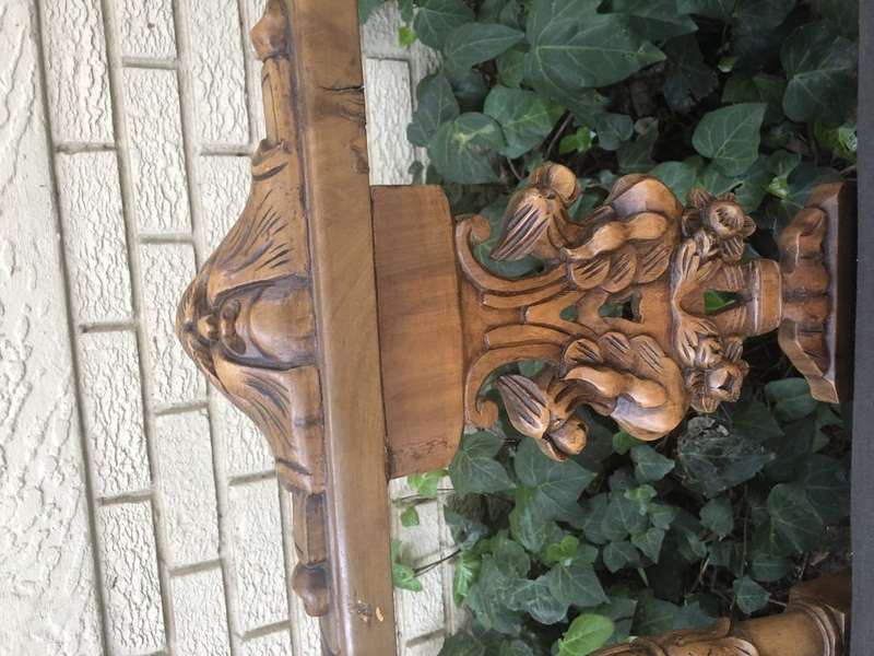 Venetian Walnut Carved Bench Circa 19th Century upholstered