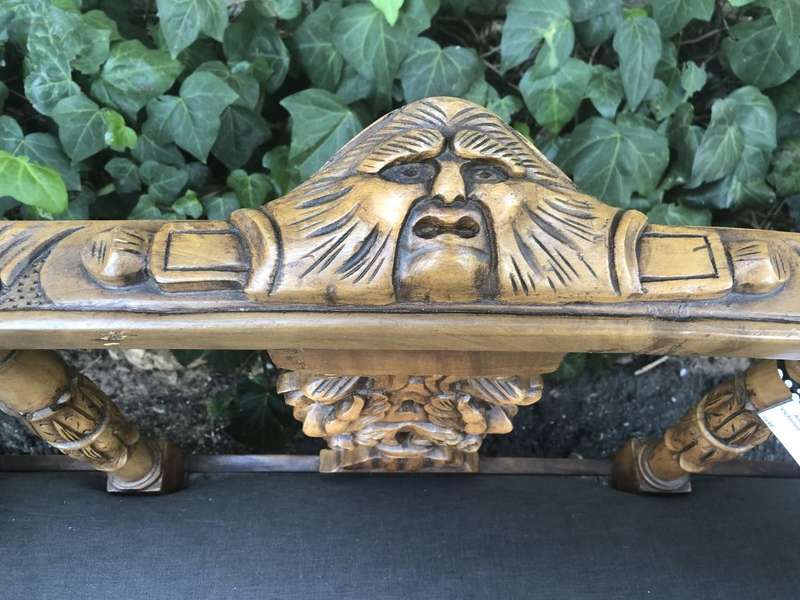 Venetian Walnut Carved Bench Circa 19th Century upholstered