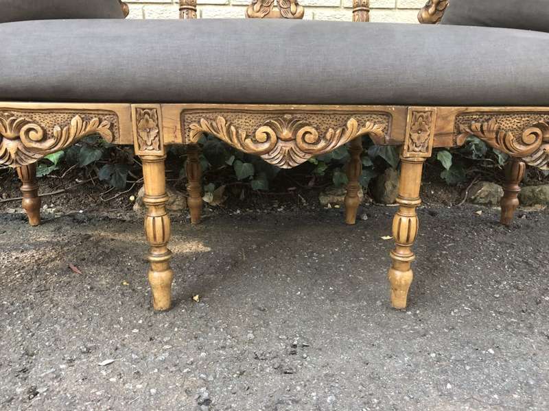 Venetian Walnut Carved Bench Circa 19th Century upholstered