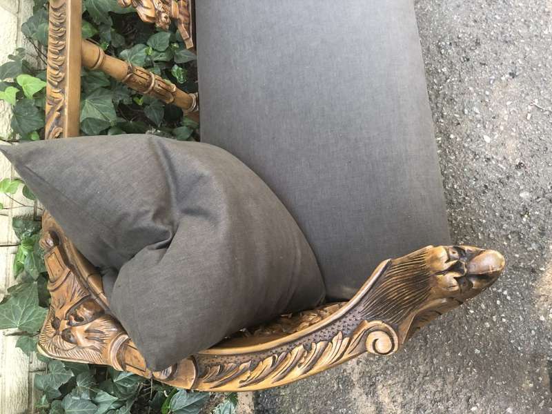 Venetian Walnut Carved Bench Circa 19th Century upholstered