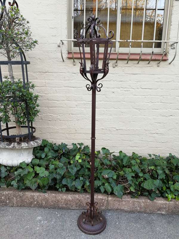 Vintage Wrought Iron Standing Lantern