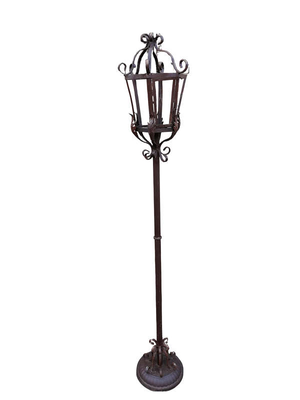 Vintage Wrought Iron Standing Lantern