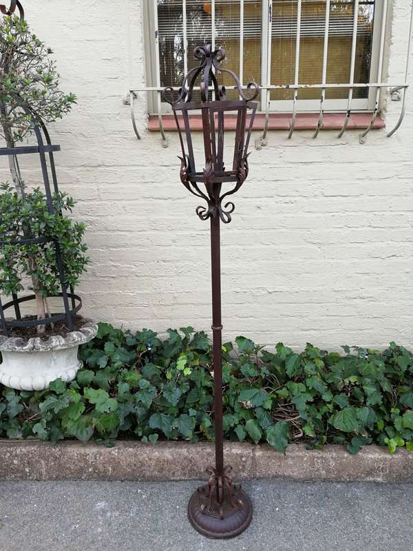 Vintage Wrought Iron Standing Lantern