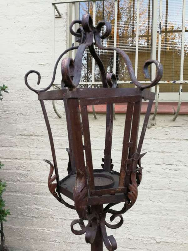 Vintage Wrought Iron Standing Lantern