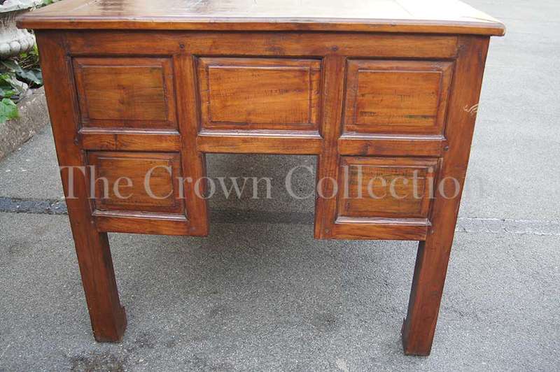 Late 19th / Early 20th Century Carved Chinese Elm Wood 2 Drawer Table of Large Proportions, circa...