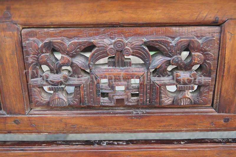 Late 19th / Early 20th Century Carved Chinese Elm Wood 2 Drawer Table of Large Proportions, circa...