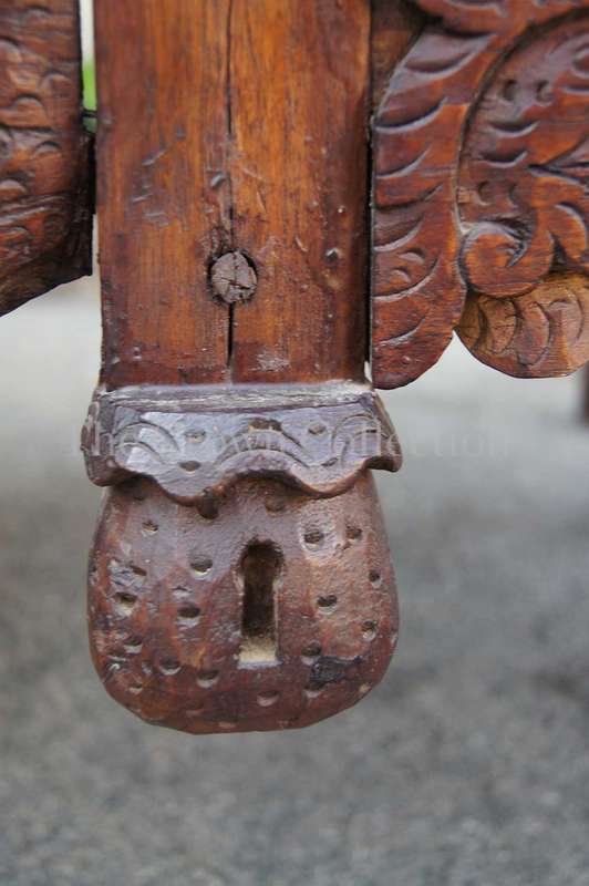Late 19th / Early 20th Century Carved Chinese Elm Wood 2 Drawer Table of Large Proportions, circa...