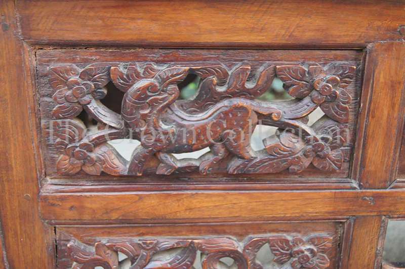 Late 19th / Early 20th Century Carved Chinese Elm Wood 2 Drawer Table of Large Proportions, circa...