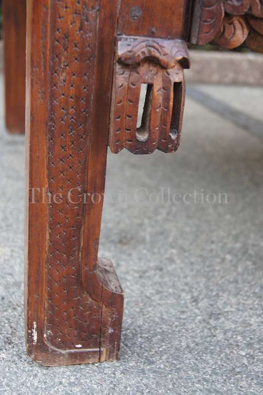 Late 19th / Early 20th Century Carved Chinese Elm Wood 2 Drawer Table of Large Proportions, circa...