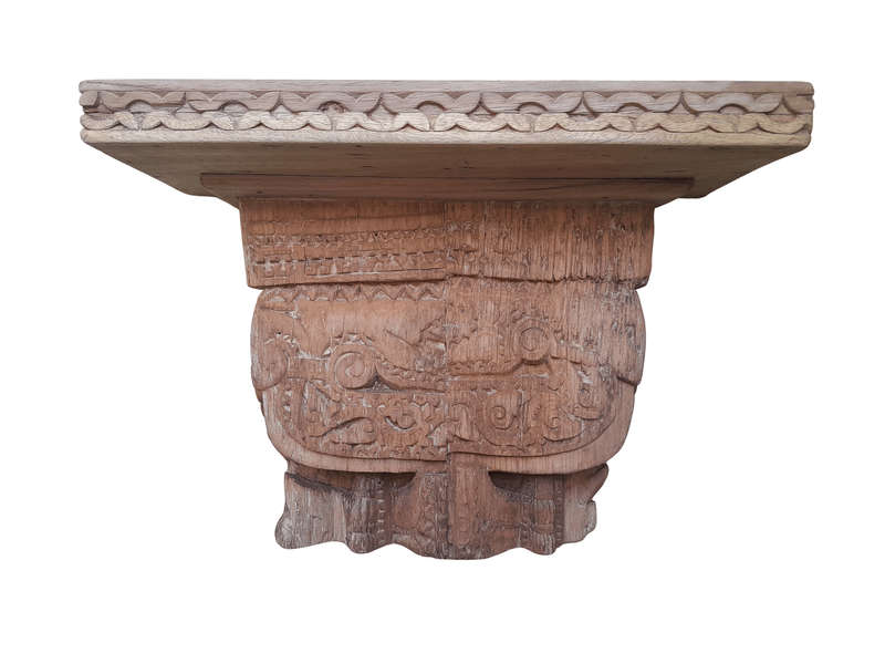 A 20th Century Carved Wooden Wool Sconce In A Contemporary Bleached Finish