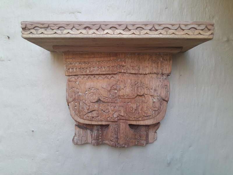 A 20th Century Carved Wooden Wool Sconce In A Contemporary Bleached Finish