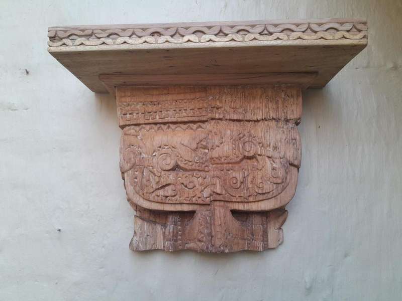 A 20th Century Carved Wooden Wool Sconce In A Contemporary Bleached Finish