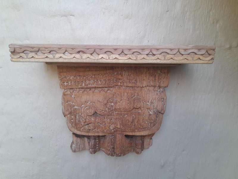 A 20th Century Carved Wooden Wool Sconce In A Contemporary Bleached Finish