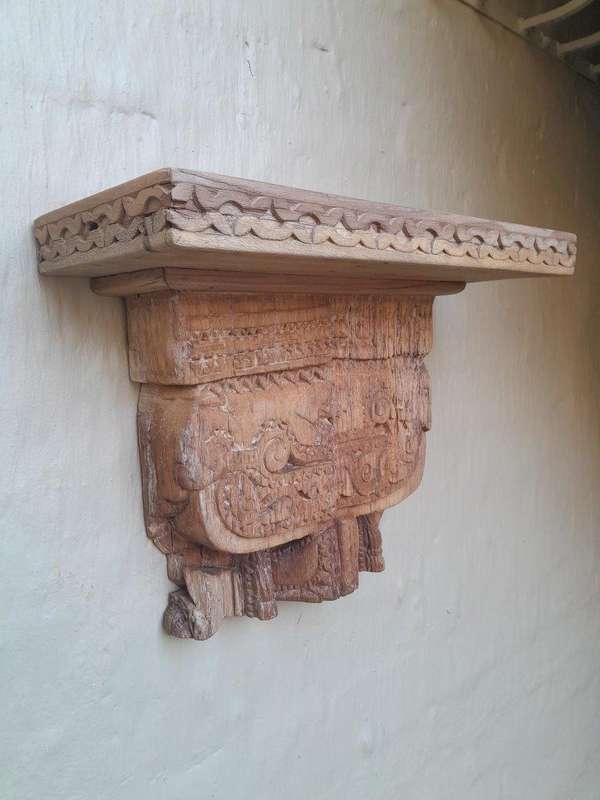 A 20th Century Carved Wooden Wool Sconce In A Contemporary Bleached Finish