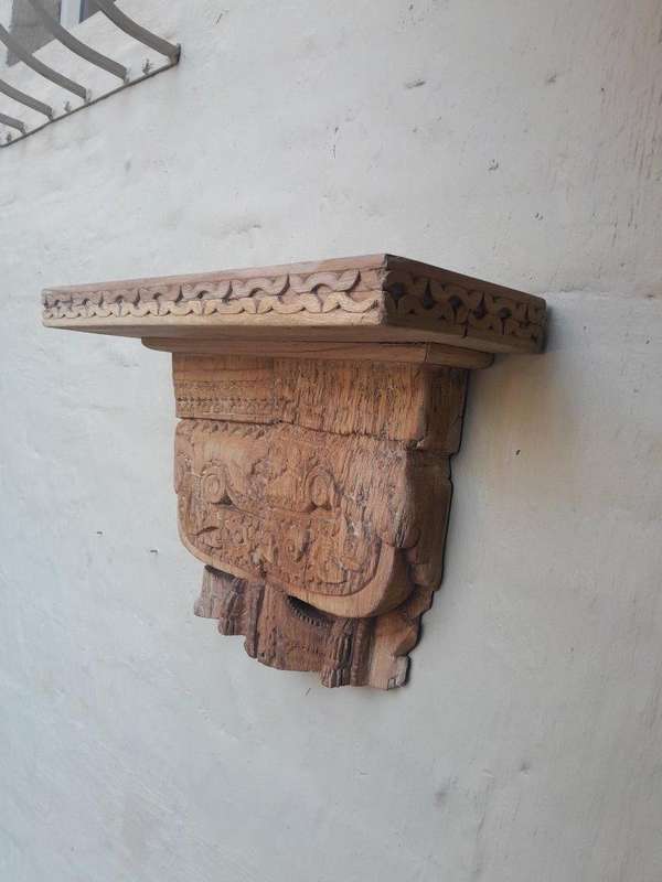 A 20th Century Carved Wooden Wool Sconce In A Contemporary Bleached Finish