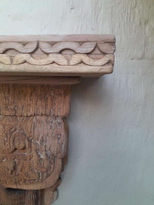 A 20th Century Carved Wooden Wool Sconce In A Contemporary Bleached Finish