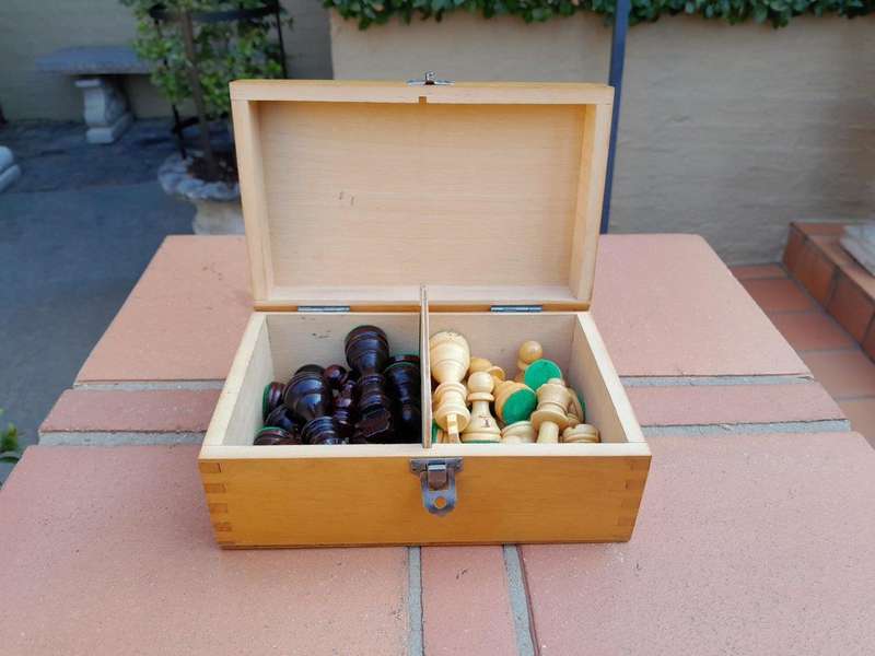 A 20TH Century Wooden Chess Set in Box