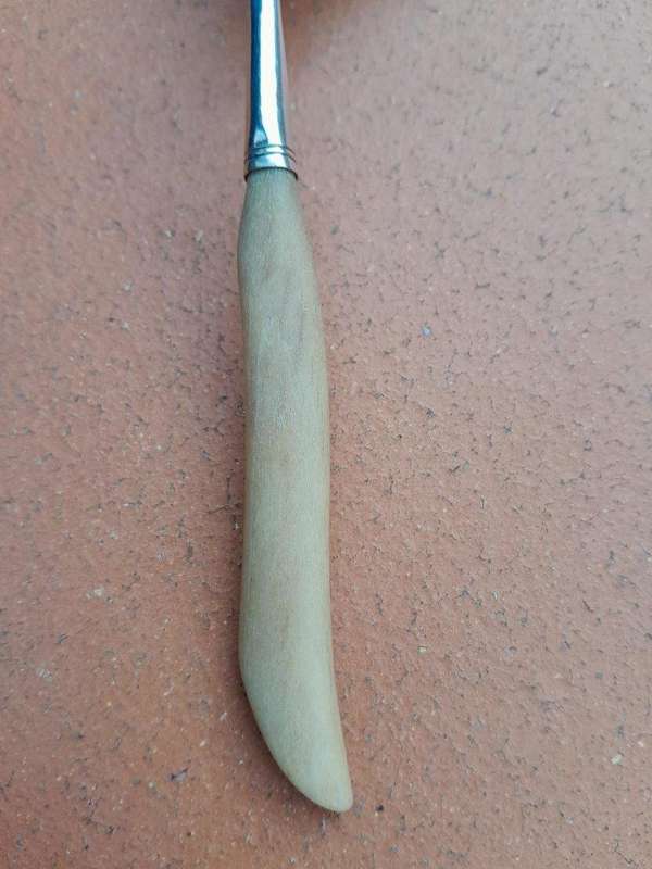 A Silver Tea Strainer with Bone Handle 38g weight