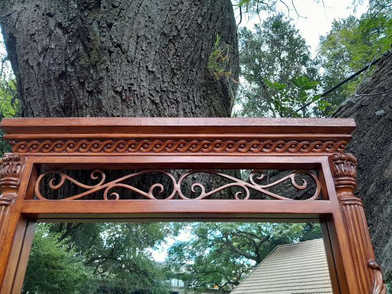 A 20th Century Set of Carved Wooden Console Table with Matching Mirror