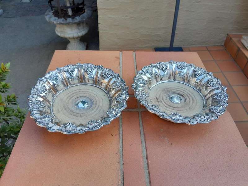A 19TH Century Pair of Large Sheffield Plate Wine / Bottle Coasters